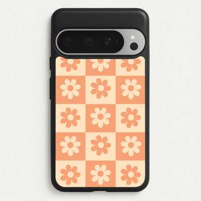 Checkered Flowers Orange  - Spring Phone Case for Google Pixel 9 Pro XL