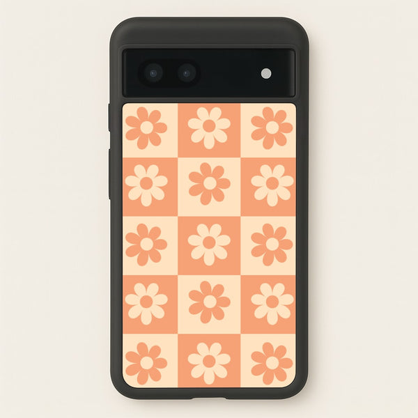 Checkered Flowers Orange  - Spring Phone Case for Google Pixel 7a
