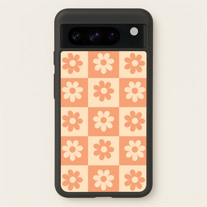 Checkered Flowers Orange  - Spring Phone Case for Google Pixel 8 Pro