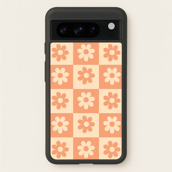 Checkered Flowers Orange  - Spring Phone Case for Google Pixel 8 Pro