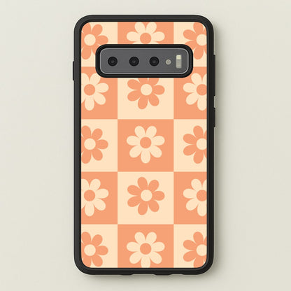 Checkered Flowers Orange  - Spring Phone Case for Galaxy S10