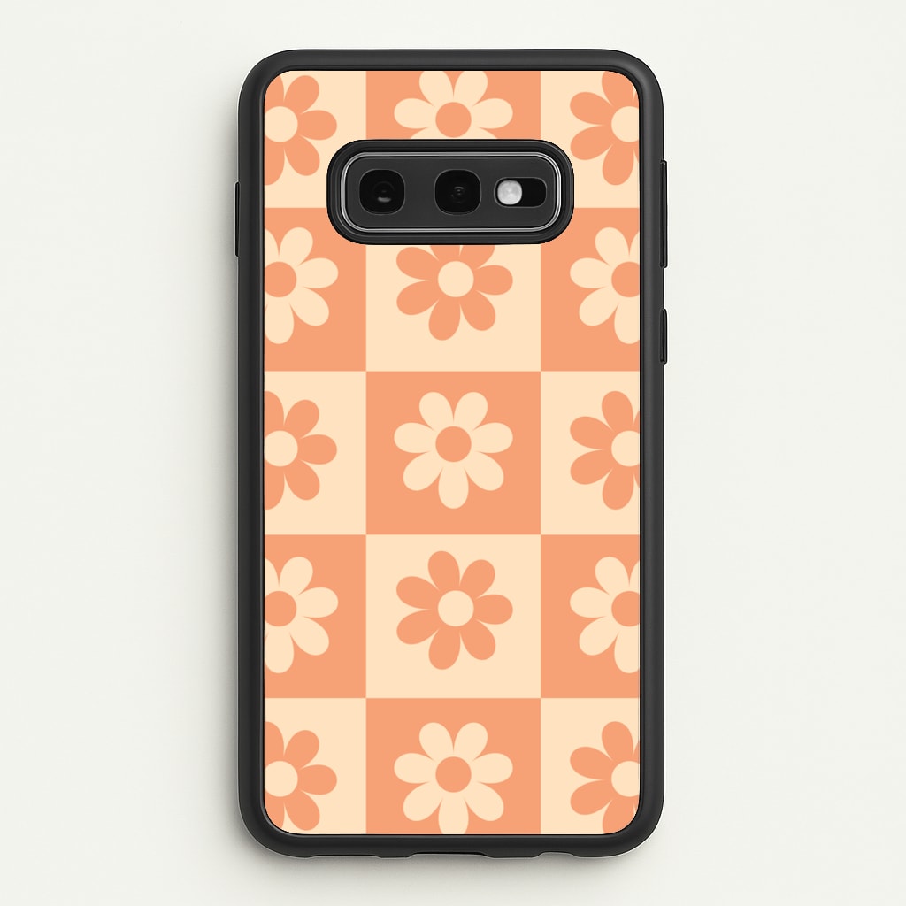 Checkered Flowers Orange  - Spring Phone Case for Galaxy S10e