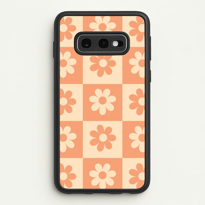 Checkered Flowers Orange  - Spring Phone Case for Galaxy S10e