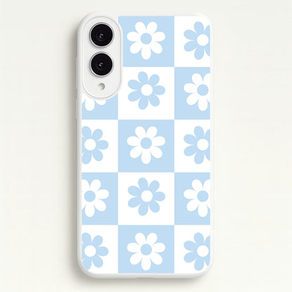 Checkered Flowers Blue  - Spring Phone Case for Galaxy S25 Edge