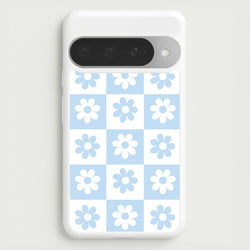 Checkered Flowers Blue Phone Case for Google Pixel 10 Pro XL
