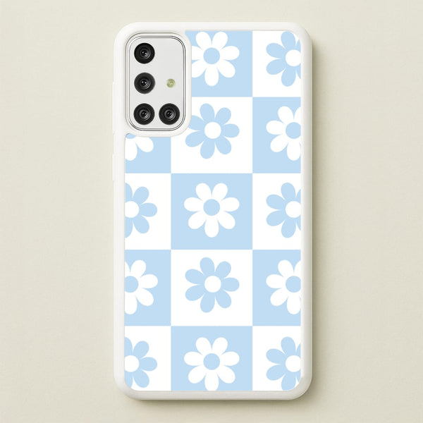 Checkered Flowers Blue  - Spring Phone Case for Galaxy A71