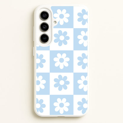Checkered Flowers Blue  - Spring Phone Case for Galaxy A56