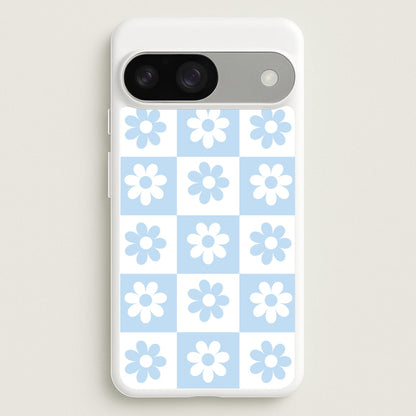 Checkered Flowers Blue  - Spring Phone Case for Google Pixel 9 / 9 Pro