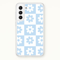 Checkered Flowers Blue  - Spring Phone Case for Galaxy S22 Plus