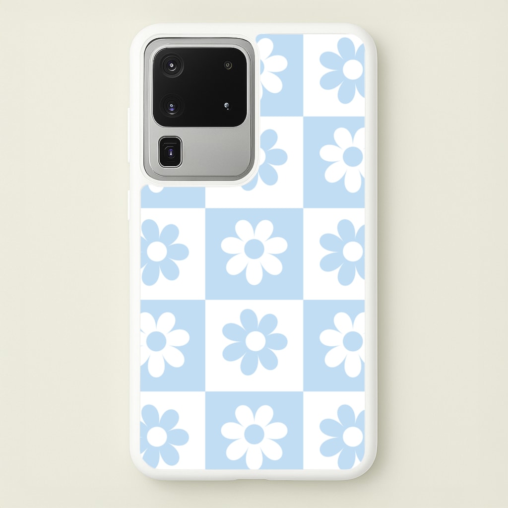 Checkered Flowers Blue  - Spring Phone Case for Galaxy S20 Ultra