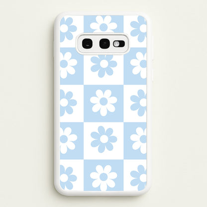 Checkered Flowers Blue  - Spring Phone Case for Galaxy S10e