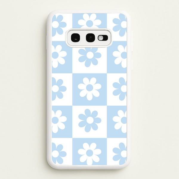 Checkered Flowers Blue  - Spring Phone Case for Galaxy S10e