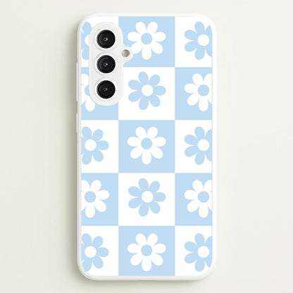 Checkered Flowers Blue  - Spring Phone Case for Galaxy S23FE