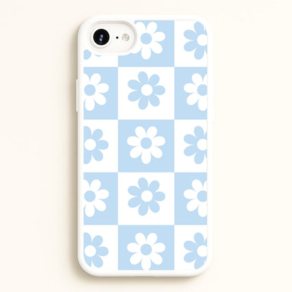 Checkered Flowers Blue  - Spring Phone Case for iPhone 6 Plus / 7 Plus / 8 Plus