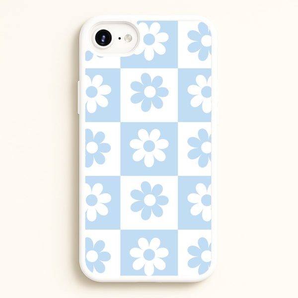 Checkered Flowers Blue  - Spring Phone Case for iPhone 6 Plus / 7 Plus / 8 Plus