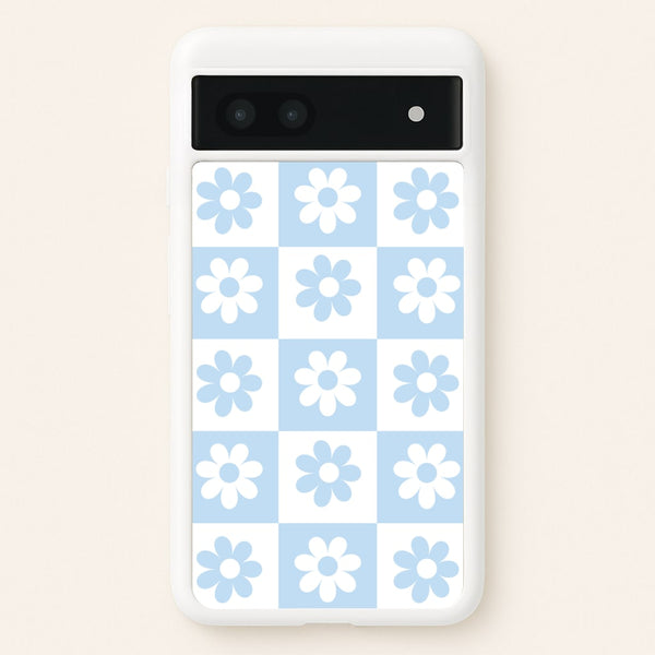 Checkered Flowers Blue  - Spring Phone Case for Google Pixel 6a