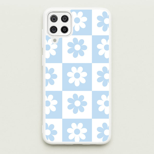 Checkered Flowers Blue  - Spring Phone Case for Galaxy A12