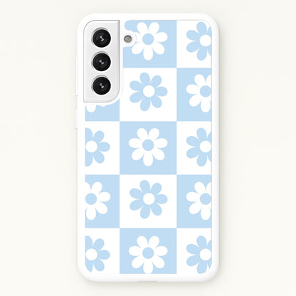 Checkered Flowers Blue  - Spring Phone Case for Galaxy S22