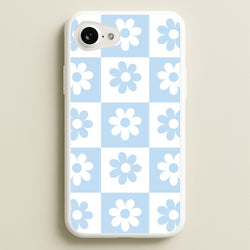 Checkered Flowers Blue  - Spring Phone Case for iPhone 16e