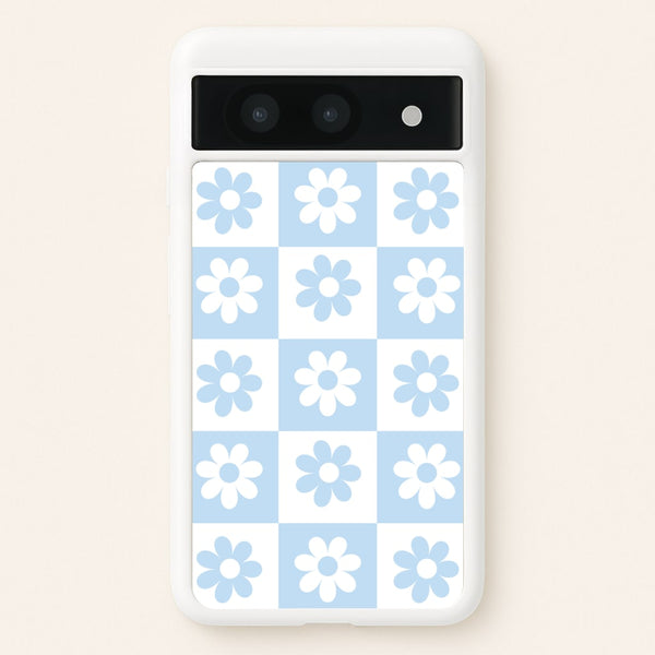 Checkered Flowers Blue  - Spring Phone Case for Google Pixel 8a
