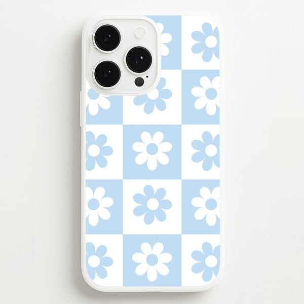 Checkered Flowers Blue  - Spring Phone Case for iPhone 13 Pro Max