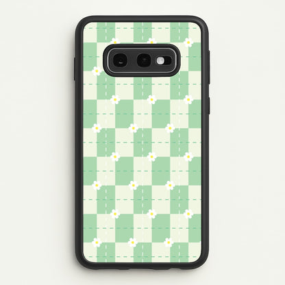 Green Plaid Daisies  - Spring Phone Case for Galaxy S10e