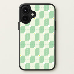 Green Plaid Daisies Phone Case for iPhone 17