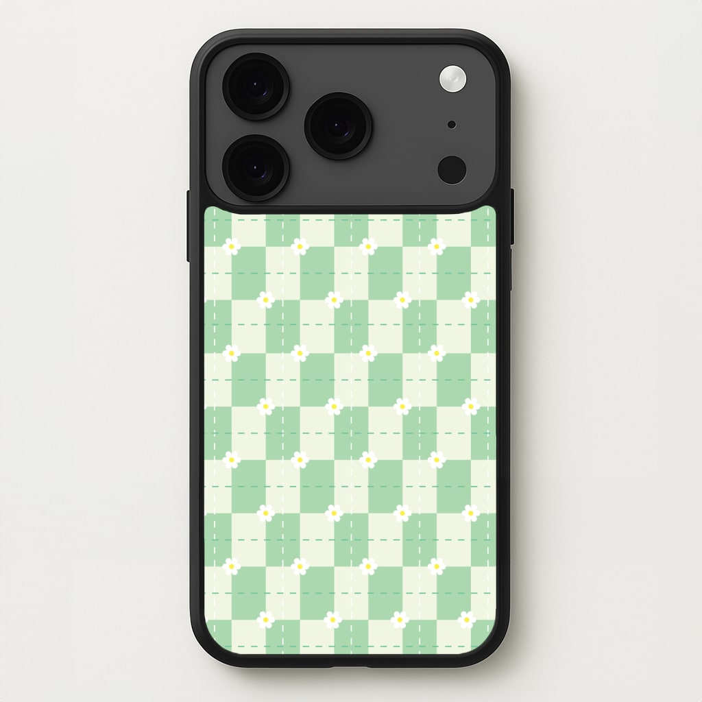 Green Plaid Daisies Phone Case