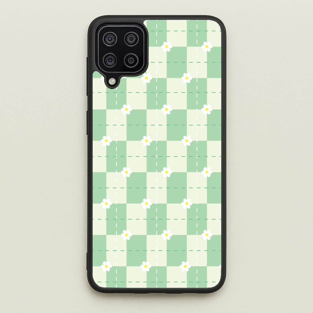 Green Plaid Daisies  - Spring Phone Case for Galaxy A12
