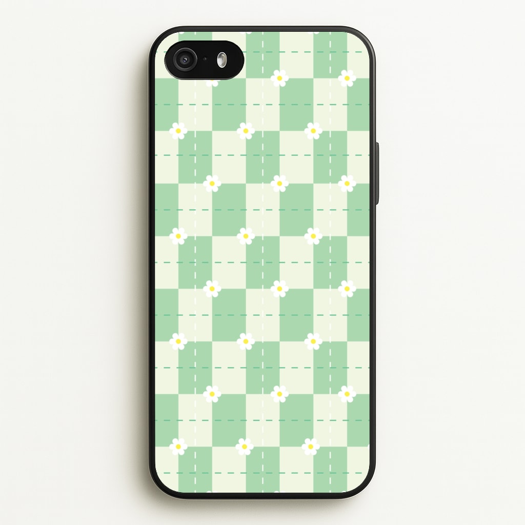 Green Plaid Daisies  - Spring Phone Case for iPhone 5 / 5s / SE 2016