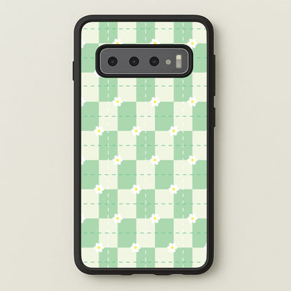 Green Plaid Daisies  - Spring Phone Case for Galaxy S10 Plus
