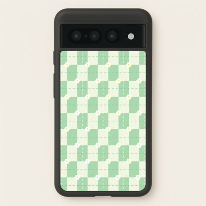 Green Plaid Daisies  - Spring Phone Case for Google Pixel 7 Pro