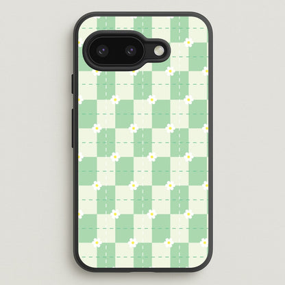 Green Plaid Daisies  - Spring Phone Case for Google Pixel 9a