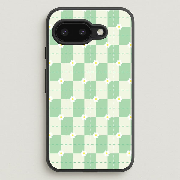 Green Plaid Daisies  - Spring Phone Case for Google Pixel 9a