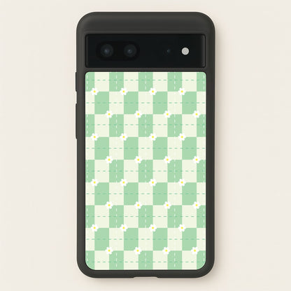 Green Plaid Daisies  - Spring Phone Case for Google Pixel 7