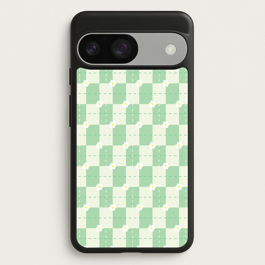 Green Plaid Daisies  - Spring Phone Case for Google Pixel 9 / 9 Pro