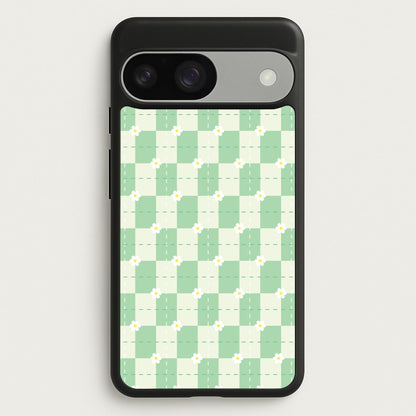 Green Plaid Daisies  - Spring Phone Case for Google Pixel 9 / 9 Pro
