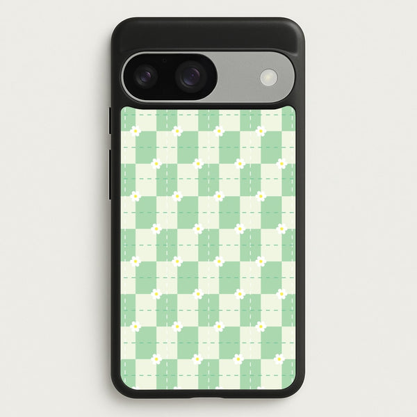 Green Plaid Daisies  - Spring Phone Case for Google Pixel 9 / 9 Pro