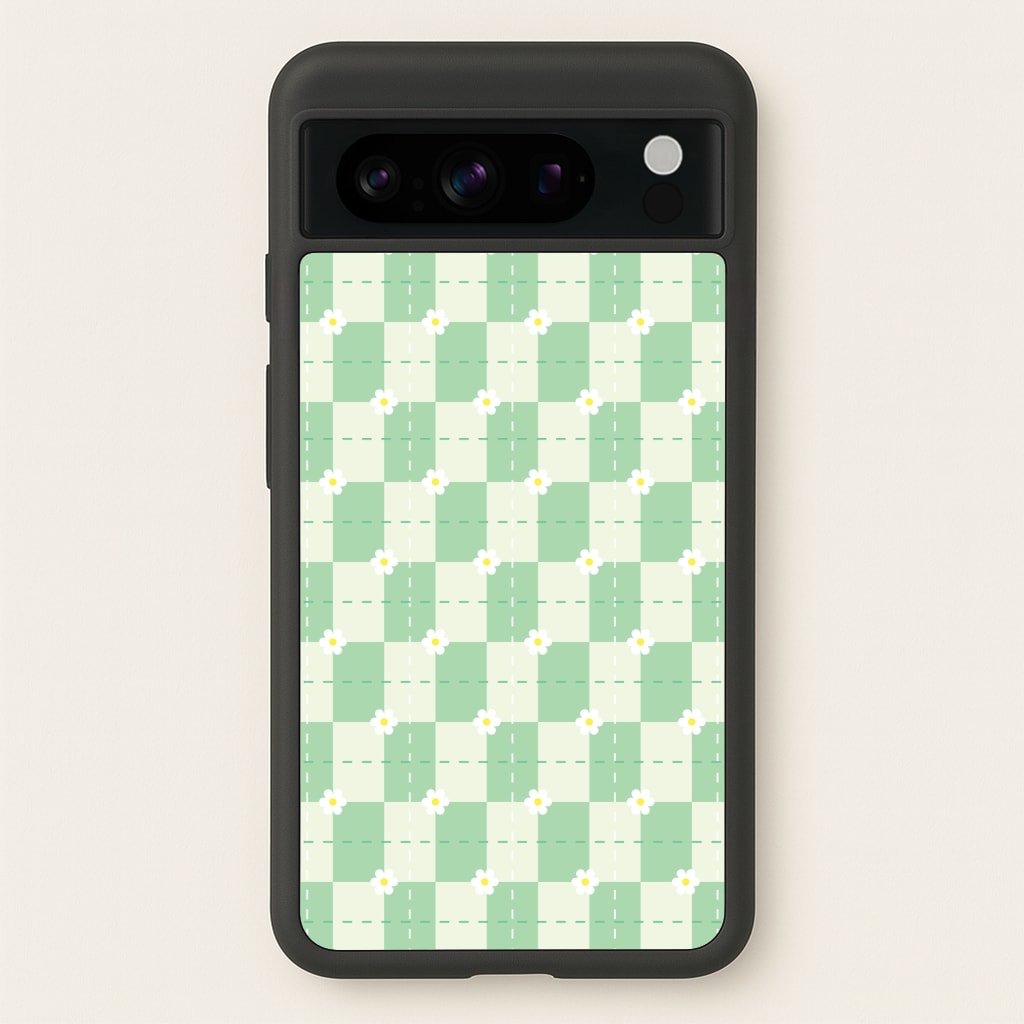 Green Plaid Daisies  - Spring Phone Case for Google Pixel 8 Pro