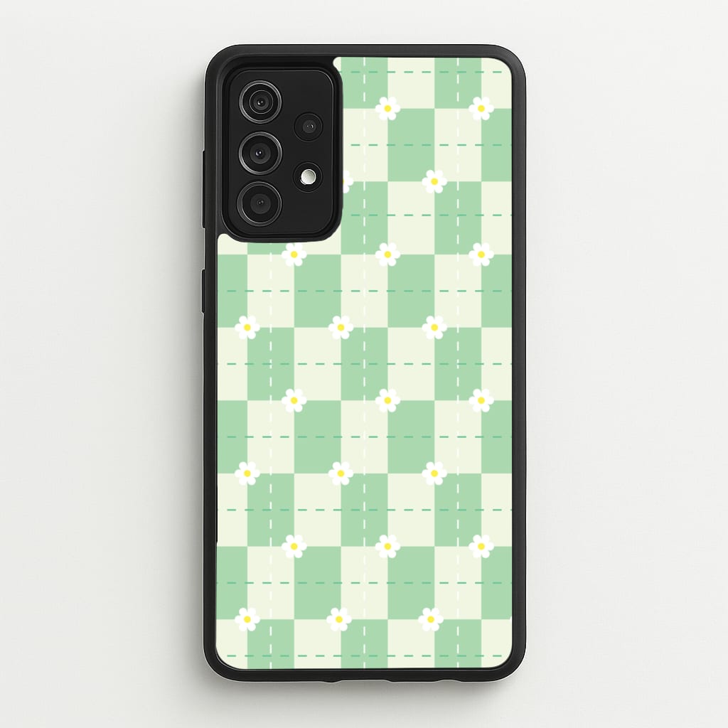 Green Plaid Daisies  - Spring Phone Case for Galaxy A52 / A52s