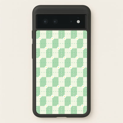 Green Plaid Daisies  - Spring Phone Case for Google Pixel 6