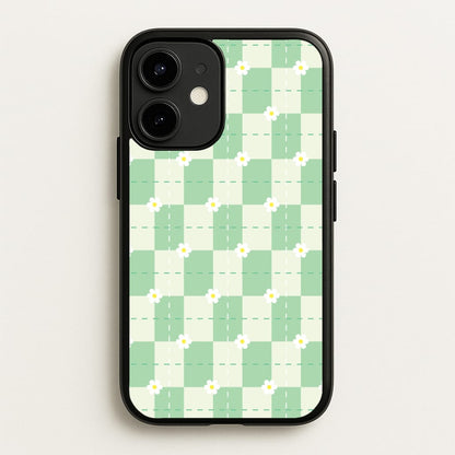 Green Plaid Daisies  - Spring Phone Case for iPhone 12 Mini