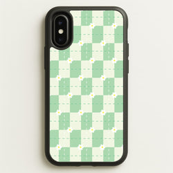 Green Plaid Daisies  - Spring Phone Case for iPhone X / XS