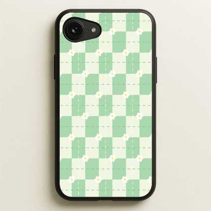 Green Plaid Daisies  - Spring Phone Case for iPhone 16e