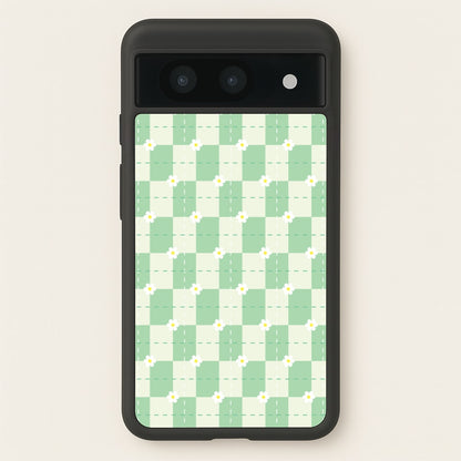 Green Plaid Daisies  - Spring Phone Case for Google Pixel 8a