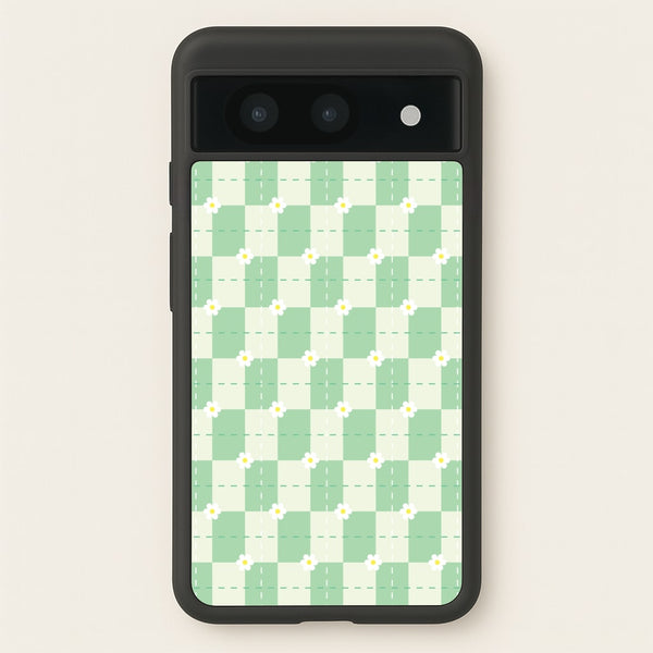 Green Plaid Daisies  - Spring Phone Case for Google Pixel 8a