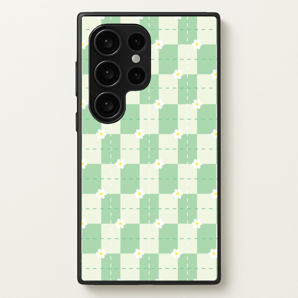 Green Plaid Daisies  - Spring Phone Case for Galaxy S24 Ultra