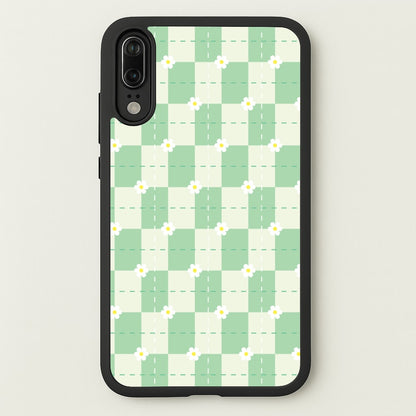 Green Plaid Daisies  - Spring Phone Case for Huawei P20