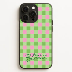 Life In Full Bloom Checkered  - Spring Phone Case for iPhone 16 Pro Max