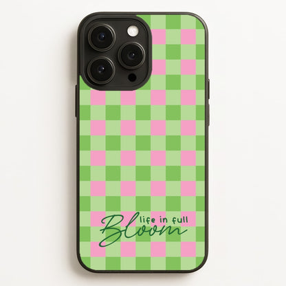 Life In Full Bloom Checkered  - Spring Phone Case for iPhone 16 Pro Max